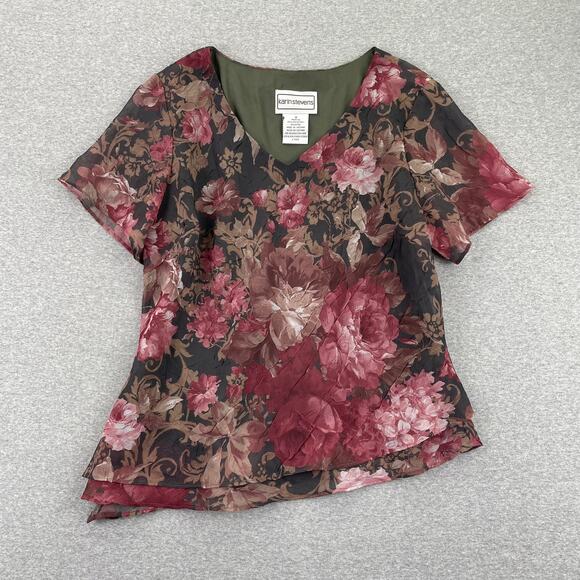 90s VTG Fairy Grunge Whimsigoth 2-pc Maxi Skirt Set 8 Pink Floral Asymmetric - Picture 6 of 16